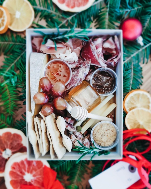 Gourmet Holiday charcuterie graze gift box in victoria BC on vancouver island.